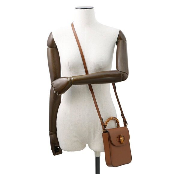 GUCCI Brown Leather Bamboo Shoulder Bag - Picture 5 of 16